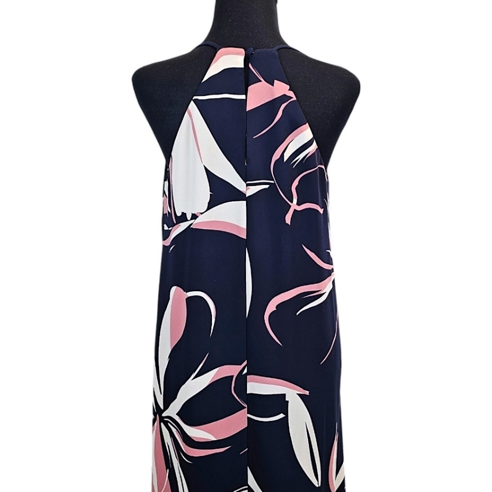 Cynthia Rowley Floral Halter Maxi Dress Sz Small Navy Summer Vacation Resortwear - Picture 10 of 16